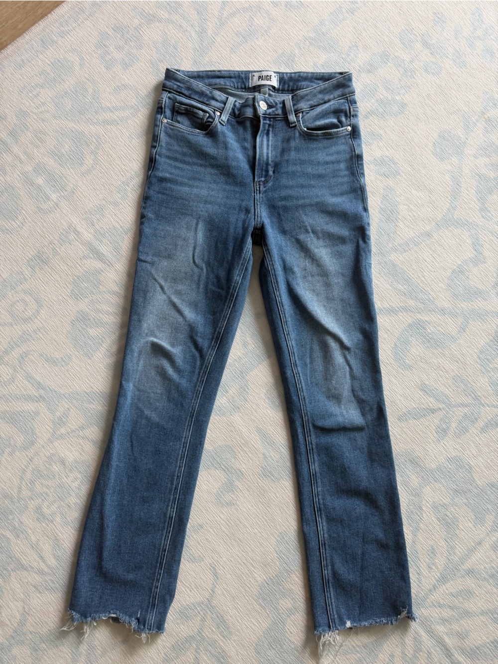 Paige Skinny Jeans 26 Raw Hem Two Tone Wash Distressed